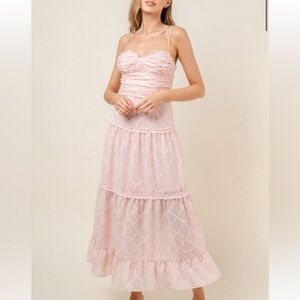 Fore Pink Frill Maxi Dress